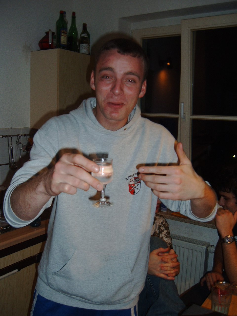 Thomas before the shot of vodka