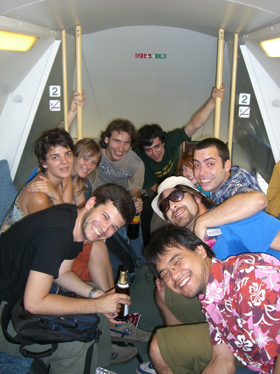 Group photo on the train