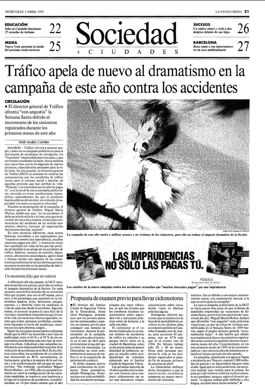 The campaign launch, a full-page story in La Vanguardia the following day.
